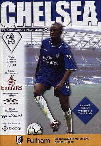 programme cover for Chelsea v Fulham, Wednesday, 6th Mar 2002