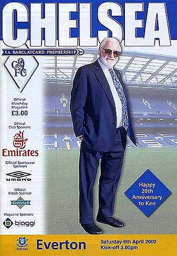 programme cover for Chelsea v Everton, Saturday, 6th Apr 2002