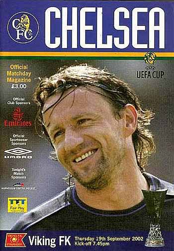 programme cover for Chelsea v Viking Stavanger, Thursday, 19th Sep 2002