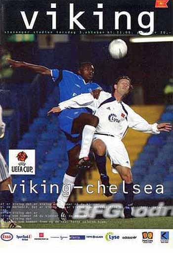 programme cover for Viking Stavanger v Chelsea, Thursday, 3rd Oct 2002