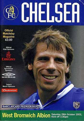 programme cover for Chelsea v West Bromwich Albion, Saturday, 26th Oct 2002