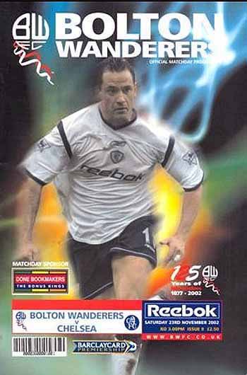 programme cover for Bolton Wanderers v Chelsea, Saturday, 23rd Nov 2002