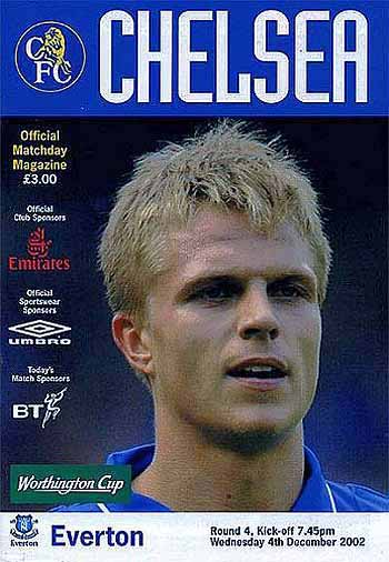 programme cover for Chelsea v Everton, Wednesday, 4th Dec 2002