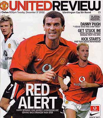 programme cover for Manchester United v Chelsea, Tuesday, 17th Dec 2002