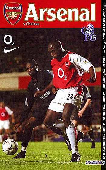 programme cover for Arsenal v Chelsea, Wednesday, 1st Jan 2003