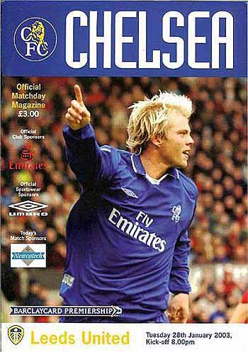 programme cover for Chelsea v Leeds United, Tuesday, 28th Jan 2003