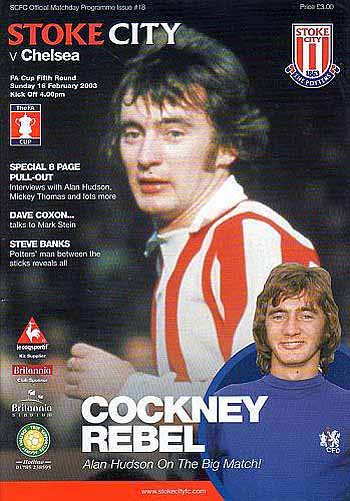 programme cover for Stoke City v Chelsea, 16th Feb 2003