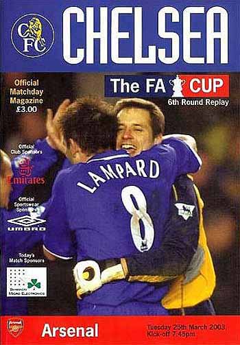 programme cover for Chelsea v Arsenal, Tuesday, 25th Mar 2003