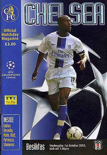 programme cover for Chelsea v Besiktas, Wednesday, 1st Oct 2003