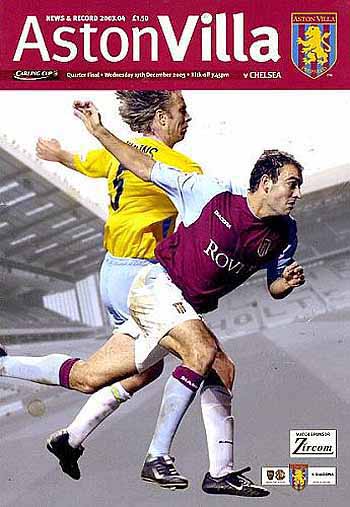 programme cover for Aston Villa v Chelsea, Wednesday, 17th Dec 2003