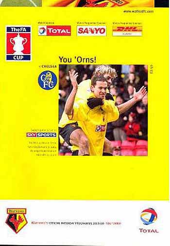 programme cover for Watford v Chelsea, Saturday, 3rd Jan 2004
