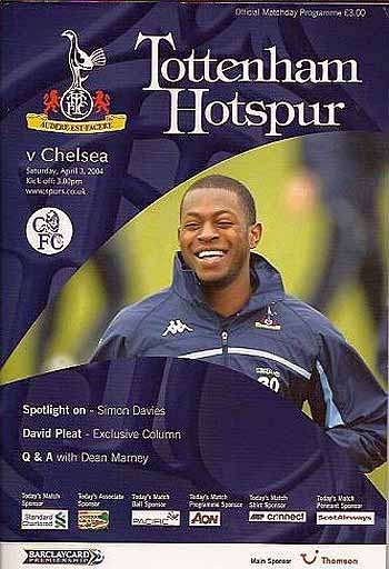programme cover for Tottenham Hotspur v Chelsea, Saturday, 3rd Apr 2004