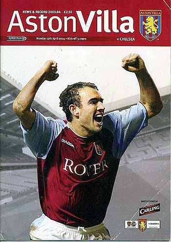 programme cover for Aston Villa v Chelsea, Monday, 12th Apr 2004