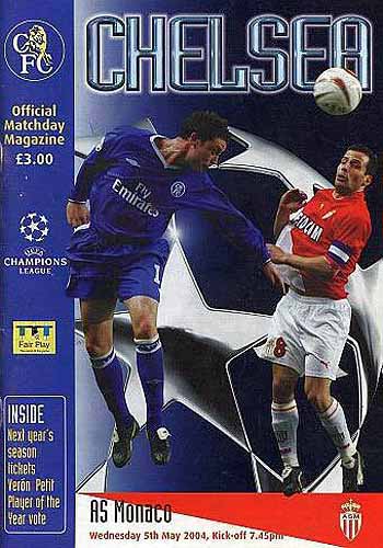 programme cover for Chelsea v Monaco, Wednesday, 5th May 2004