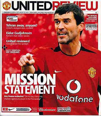 programme cover for Manchester United v Chelsea, Saturday, 8th May 2004