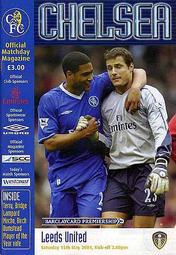 programme cover for Chelsea v Leeds United, Saturday, 15th May 2004