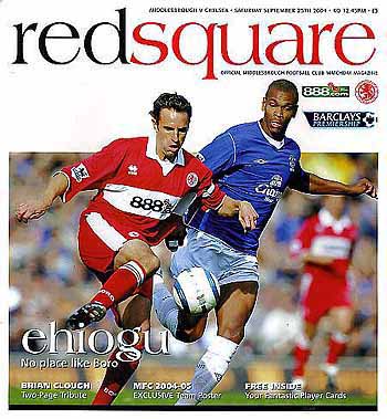 programme cover for Middlesbrough v Chelsea, Saturday, 25th Sep 2004