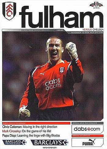programme cover for Fulham v Chelsea, Saturday, 13th Nov 2004