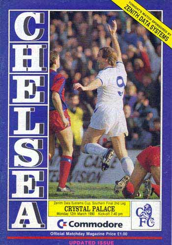 programme cover for Chelsea v Crystal Palace, Monday, 12th Mar 1990