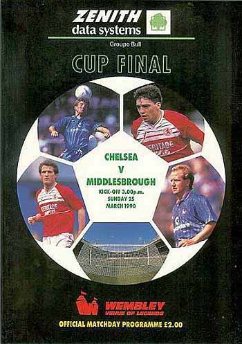 programme cover for Middlesbrough v Chelsea, Sunday, 25th Mar 1990