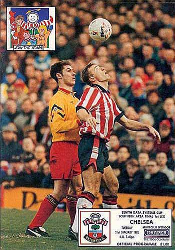 programme cover for Southampton v Chelsea, Tuesday, 21st Jan 1992