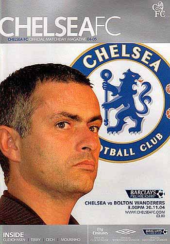 programme cover for Chelsea v Bolton Wanderers, Saturday, 20th Nov 2004