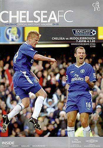 programme cover for Chelsea v Middlesbrough, 4th Jan 2005