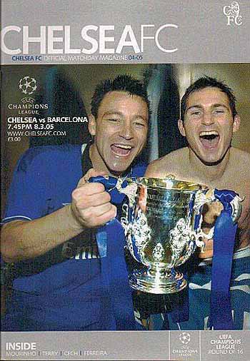 programme cover for Chelsea v Barcelona, Tuesday, 8th Mar 2005