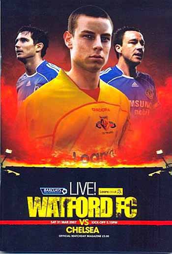 programme cover for Watford v Chelsea, Saturday, 31st Mar 2007