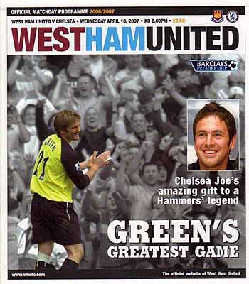 programme cover for West Ham United v Chelsea, Wednesday, 18th Apr 2007