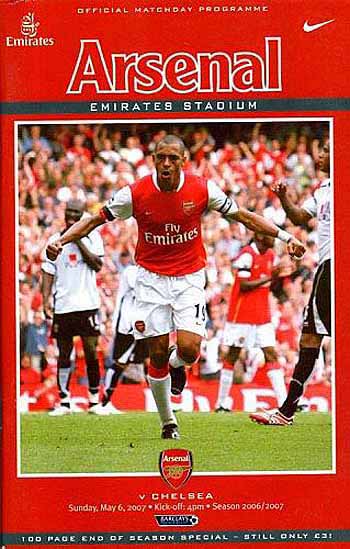 programme cover for Arsenal v Chelsea, Sunday, 6th May 2007
