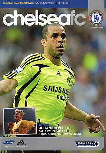 programme cover for Chelsea v Blackburn Rovers, Saturday, 15th Sep 2007
