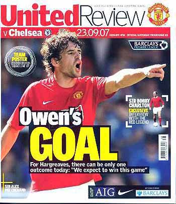 programme cover for Manchester United v Chelsea, 23rd Sep 2007