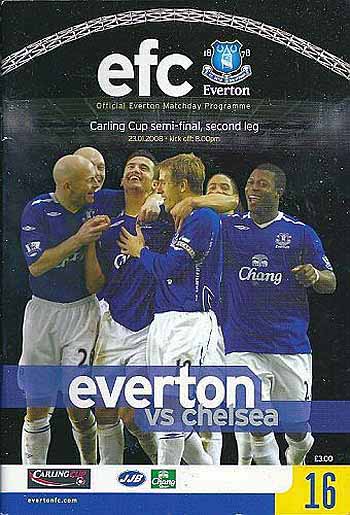 programme cover for Everton v Chelsea, Wednesday, 23rd Jan 2008