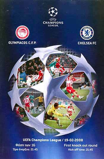 programme cover for Olympiacos v Chelsea, Tuesday, 19th Feb 2008