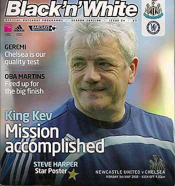 programme cover for Newcastle United v Chelsea, Monday, 5th May 2008