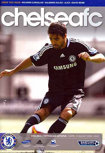 programme cover for Chelsea v Tottenham Hotspur, Sunday, 31st Aug 2008