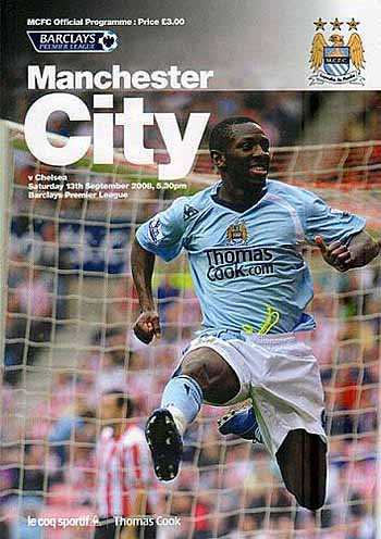 programme cover for Manchester City v Chelsea, Saturday, 13th Sep 2008