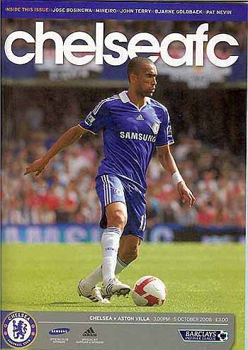 programme cover for Chelsea v Aston Villa, Sunday, 5th Oct 2008