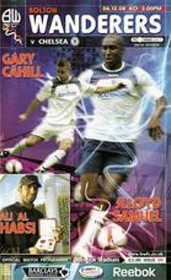 programme cover for Bolton Wanderers v Chelsea, Saturday, 6th Dec 2008
