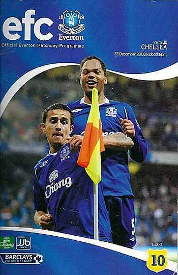 programme cover for Everton v Chelsea, Monday, 22nd Dec 2008
