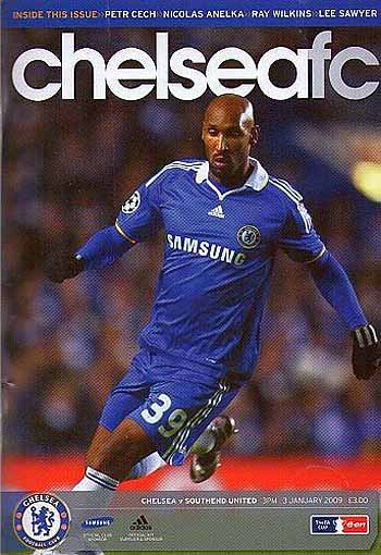 programme cover for Chelsea v Southend United, Saturday, 3rd Jan 2009