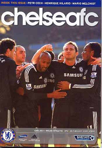 programme cover for Chelsea v Wigan Athletic, Saturday, 28th Feb 2009