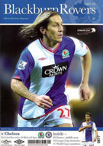 programme cover for Blackburn Rovers v Chelsea, Wednesday, 2nd Dec 2009