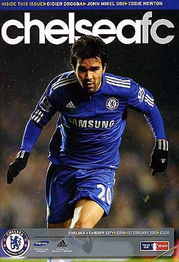 programme cover for Chelsea v Cardiff City, Saturday, 13th Feb 2010