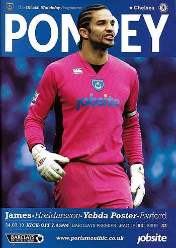 programme cover for Portsmouth v Chelsea, Wednesday, 24th Mar 2010