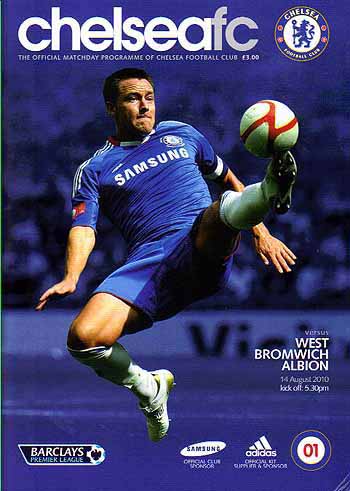 programme cover for Chelsea v West Bromwich Albion, Saturday, 14th Aug 2010