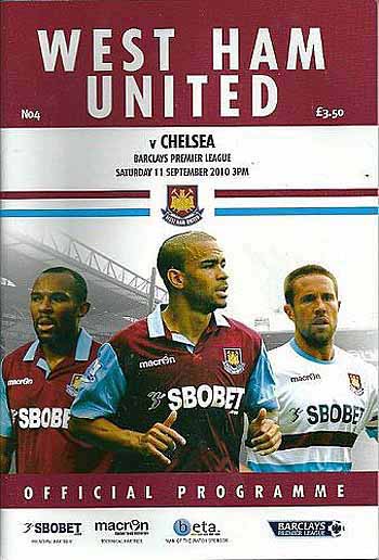 programme cover for West Ham United v Chelsea, Saturday, 11th Sep 2010