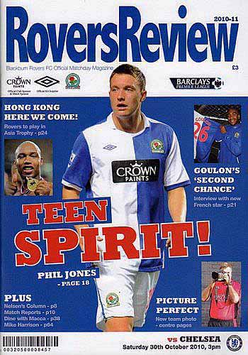 programme cover for Blackburn Rovers v Chelsea, Saturday, 30th Oct 2010