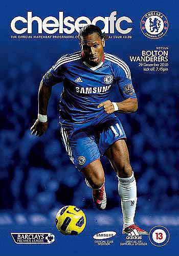 programme cover for Chelsea v Bolton Wanderers, Wednesday, 29th Dec 2010